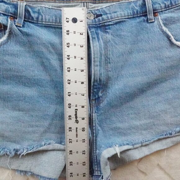 Abercrombie & Fitch High Rise Mom Shorts Womens Plus Size 22 Blue Denim - Picture 7 of 10